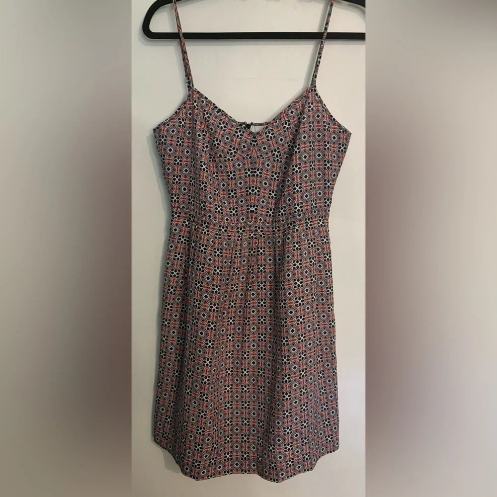 J. Crew Womens 6 Dress Pink Blue Pockets Spaghetti Straps Back Zip‎ Knee Length